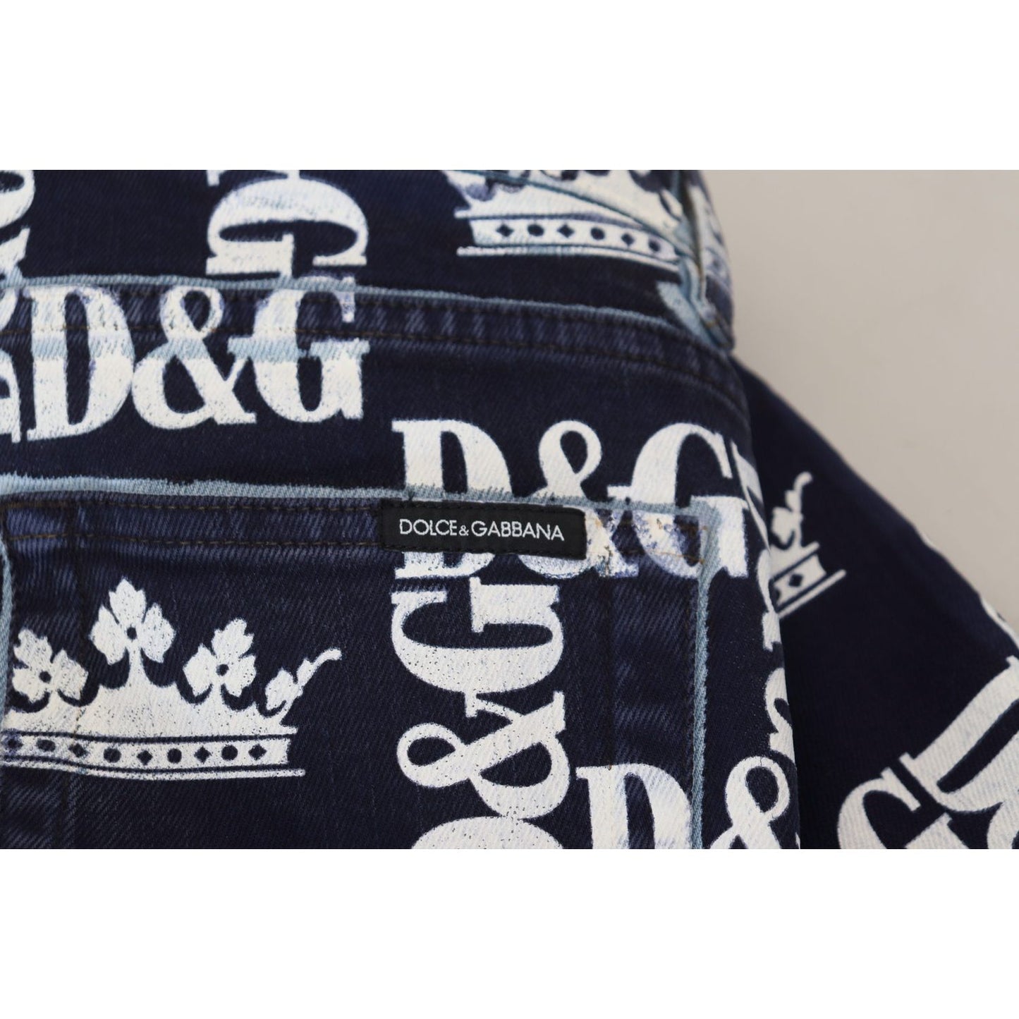 Dolce & Gabbana Blue Cotton DG Crown Skinny Denim Jeans PAN73288 - 48