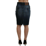 Fiorucci Dark Blue Washed Mid Waist Pencil Cut Denim Skirt SKI1327- 40
