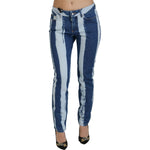 Dolce & Gabbana Cobalt Blue Stripes Skinny Denim Cotton Jeans PAN73095- 42