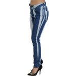 Dolce & Gabbana Cobalt Blue Stripes Skinny Denim Cotton Jeans PAN73095- 42
