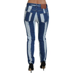 Dolce & Gabbana Cobalt Blue Stripes Skinny Denim Cotton Jeans PAN73095- 42