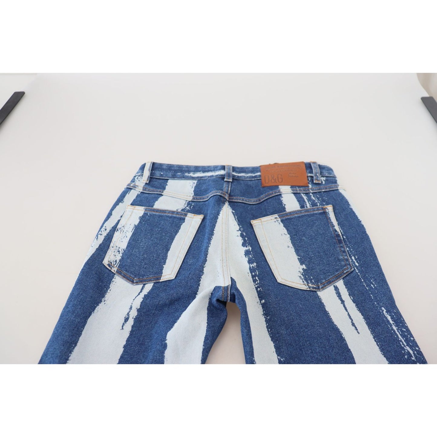 Dolce & Gabbana Cobalt Blue Stripes Skinny Denim Cotton Jeans PAN73095- 42