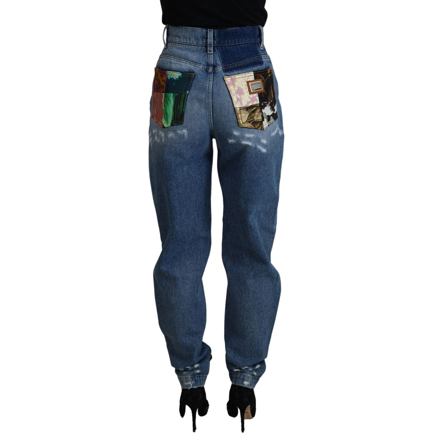 Dolce & Gabbana Blue Tattered Skinny Denim Cotton Jeans PAN74198- 38