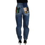 Dolce & Gabbana Blue Tattered Skinny Denim Cotton Jeans PAN74198- 38