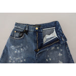 Dolce & Gabbana Blue Tattered Skinny Denim Cotton Jeans PAN74198- 38