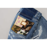 Dolce & Gabbana Blue Tattered Skinny Denim Cotton Jeans PAN74198- 38