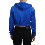 Juicy Couture Blue Cotton Full Zip Cropped Hooded Sweatshirt Sweater TSH83370-38