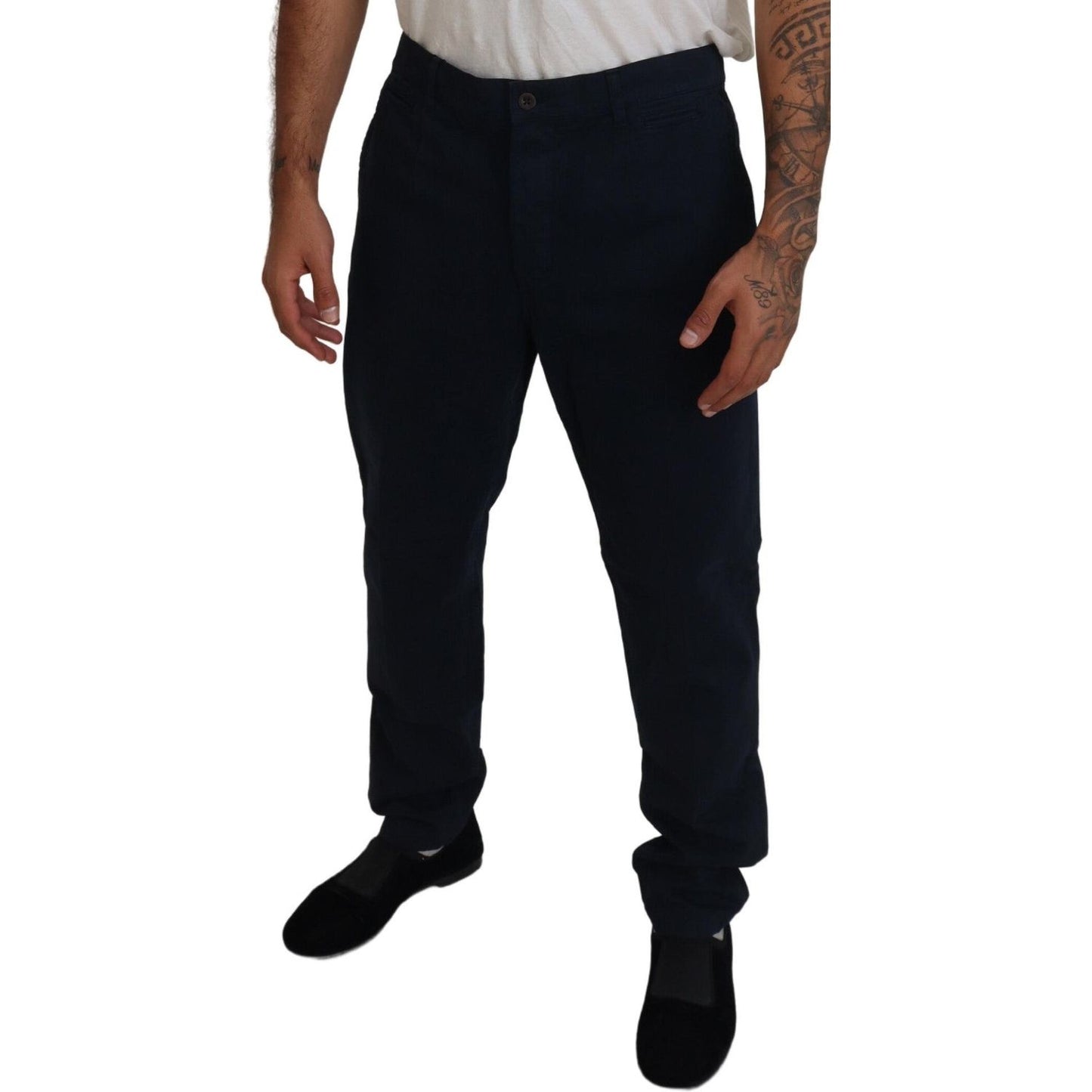 Dolce & Gabbana Blue Cotton Dress Formal Men Pants PAN74740-52