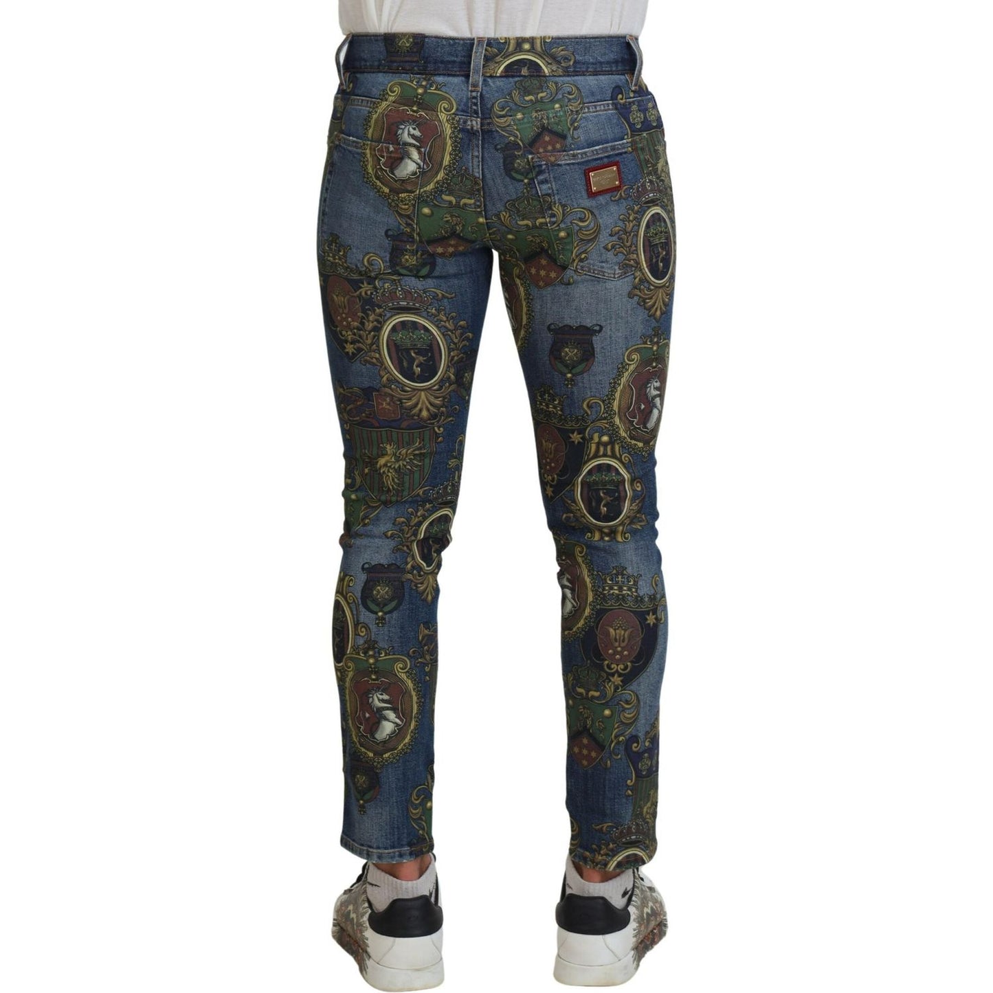 Dolce & Gabbana Blue Medal Print Slim Fit Cotton Jeans PAN74750-46
