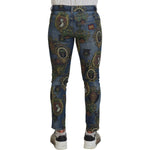 Dolce & Gabbana Blue Medal Print Slim Fit Cotton Jeans PAN74750-46