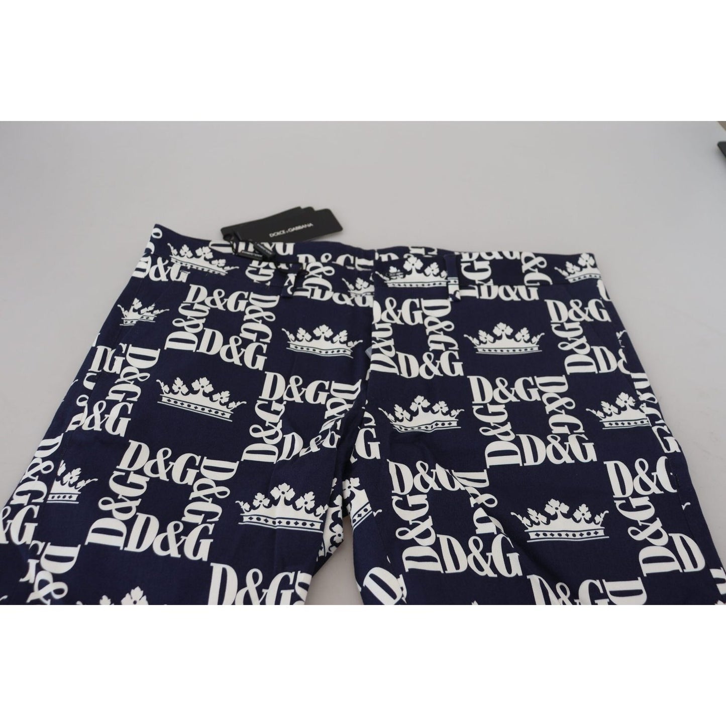 Dolce & Gabbana Blue Logo Print Cotton Chinos Shorts PAN74753- 44