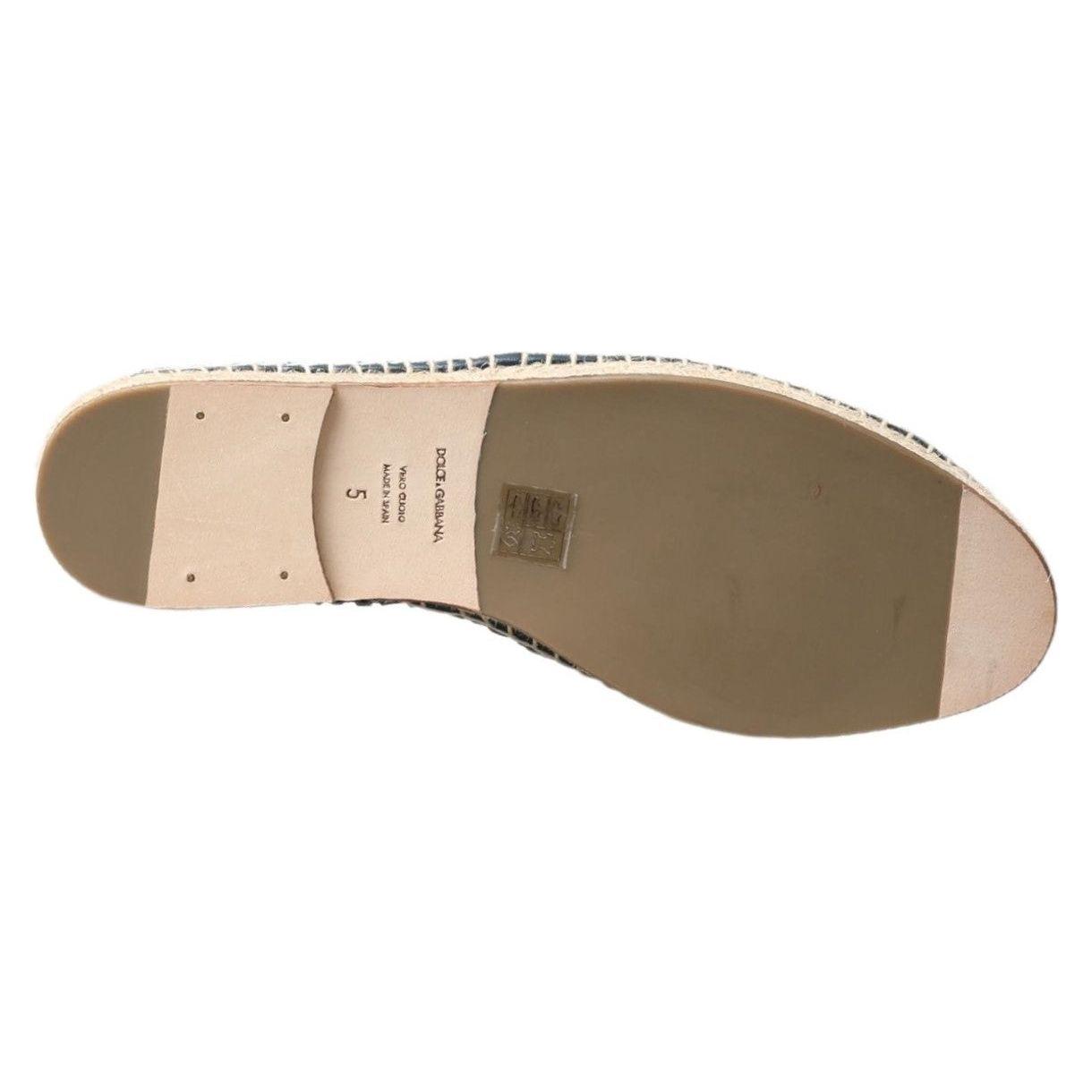 Dolce & Gabbana Blue Gray Leather Buffalo Espadrille Shoes MV5034-39