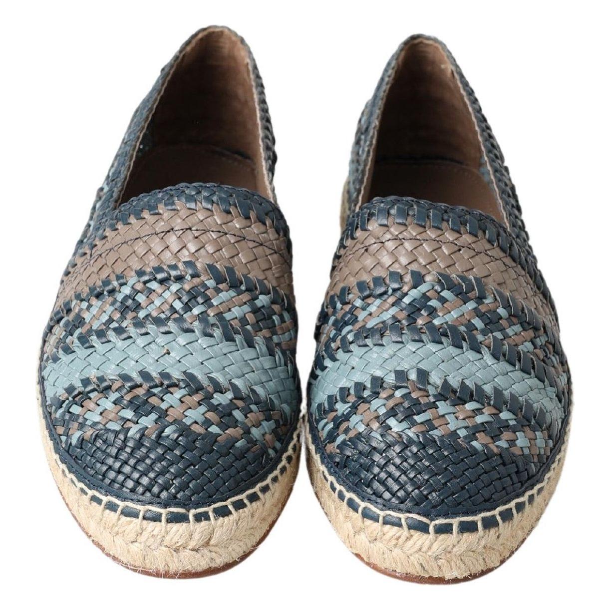 Dolce & Gabbana Blue Gray Leather Buffalo Espadrille Shoes MV5034-39