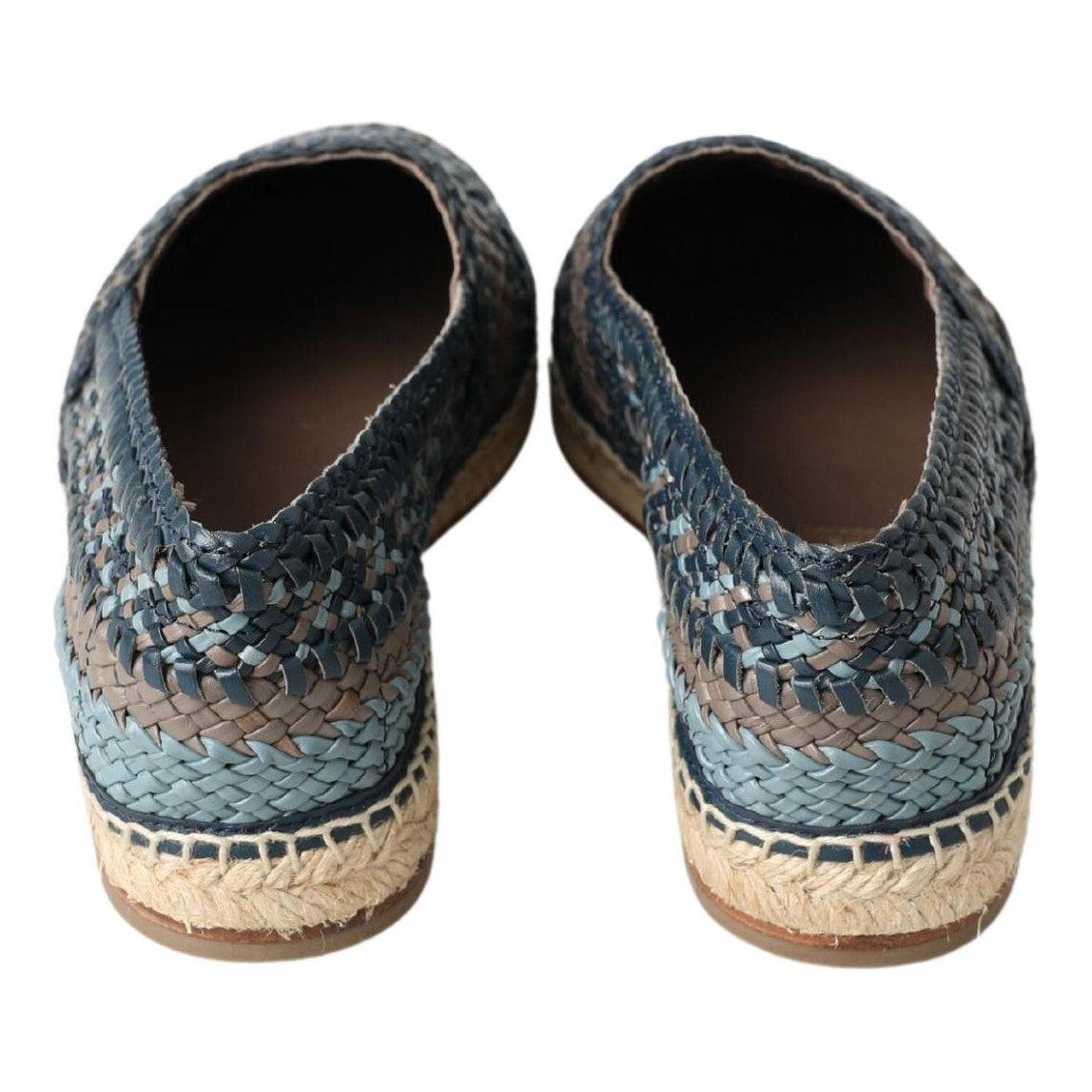 Dolce & Gabbana Blue Gray Leather Buffalo Espadrille Shoes MV5034-39