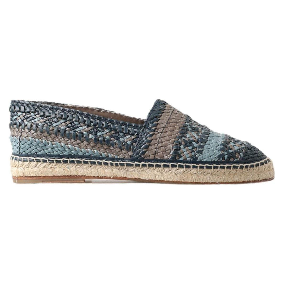 Dolce & Gabbana Blue Gray Leather Buffalo Espadrille Shoes MV5034-39