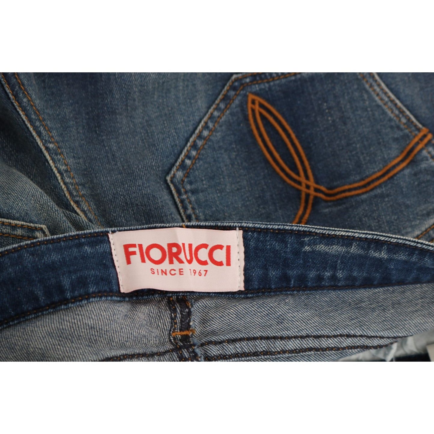 Fiorucci Blue Washed Mid Waist Slim Fit Denim Jeans PAN70607-32
