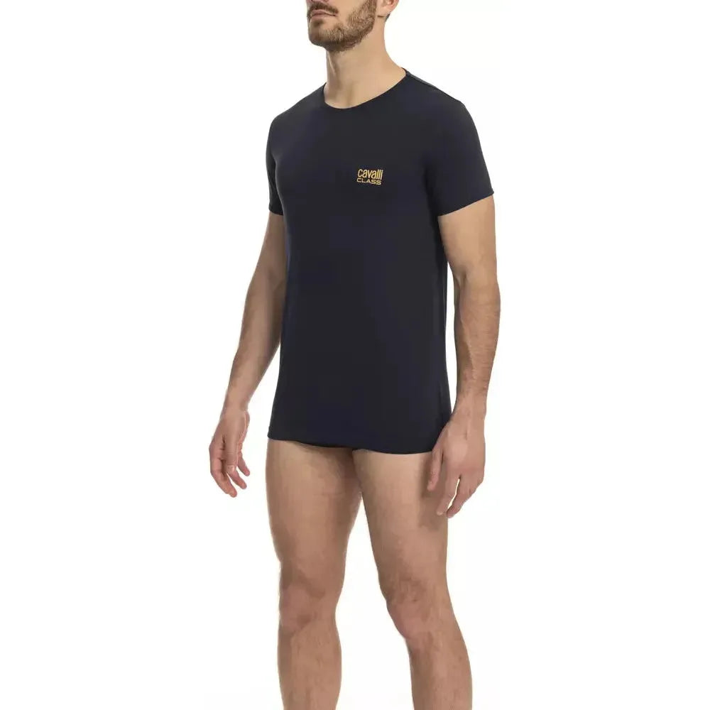 Cavalli Class Blue Cotton Men T-Shirt CA-23754-S