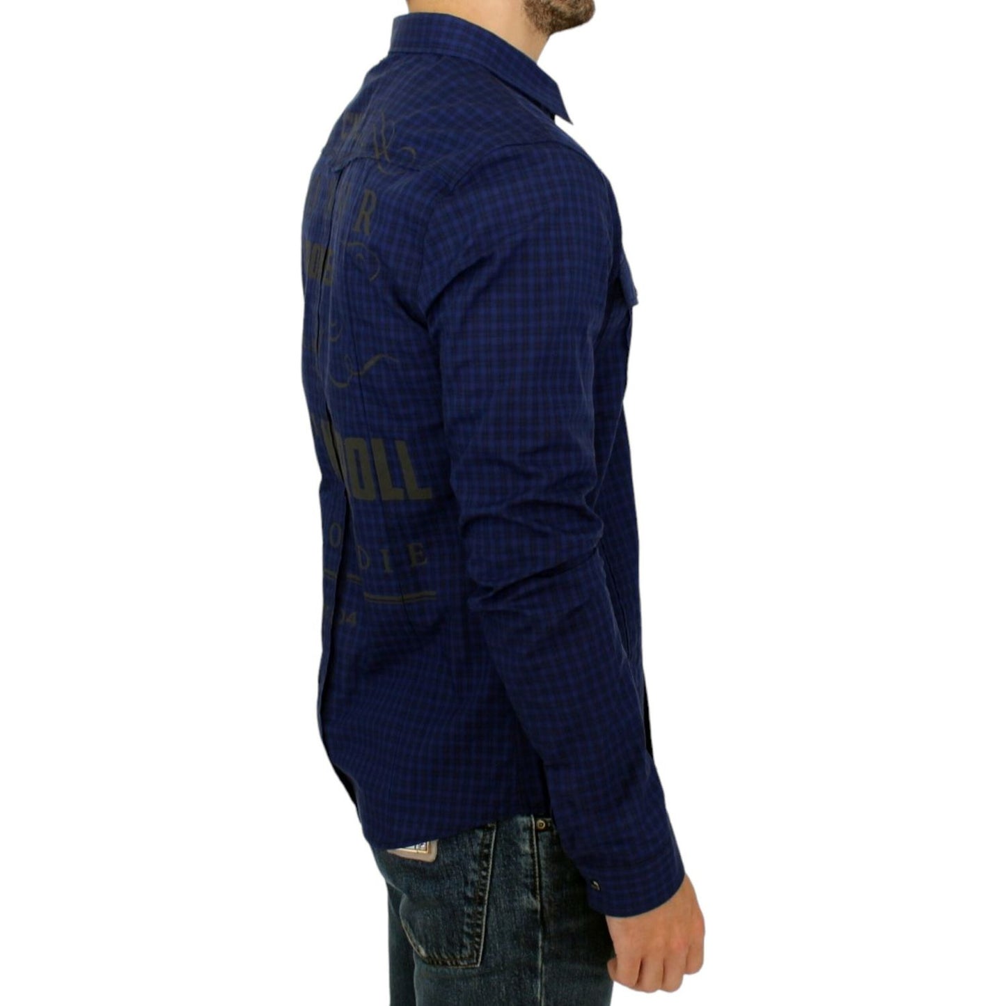 Costume National Blue checkered cotton shirt SIG10357-1
