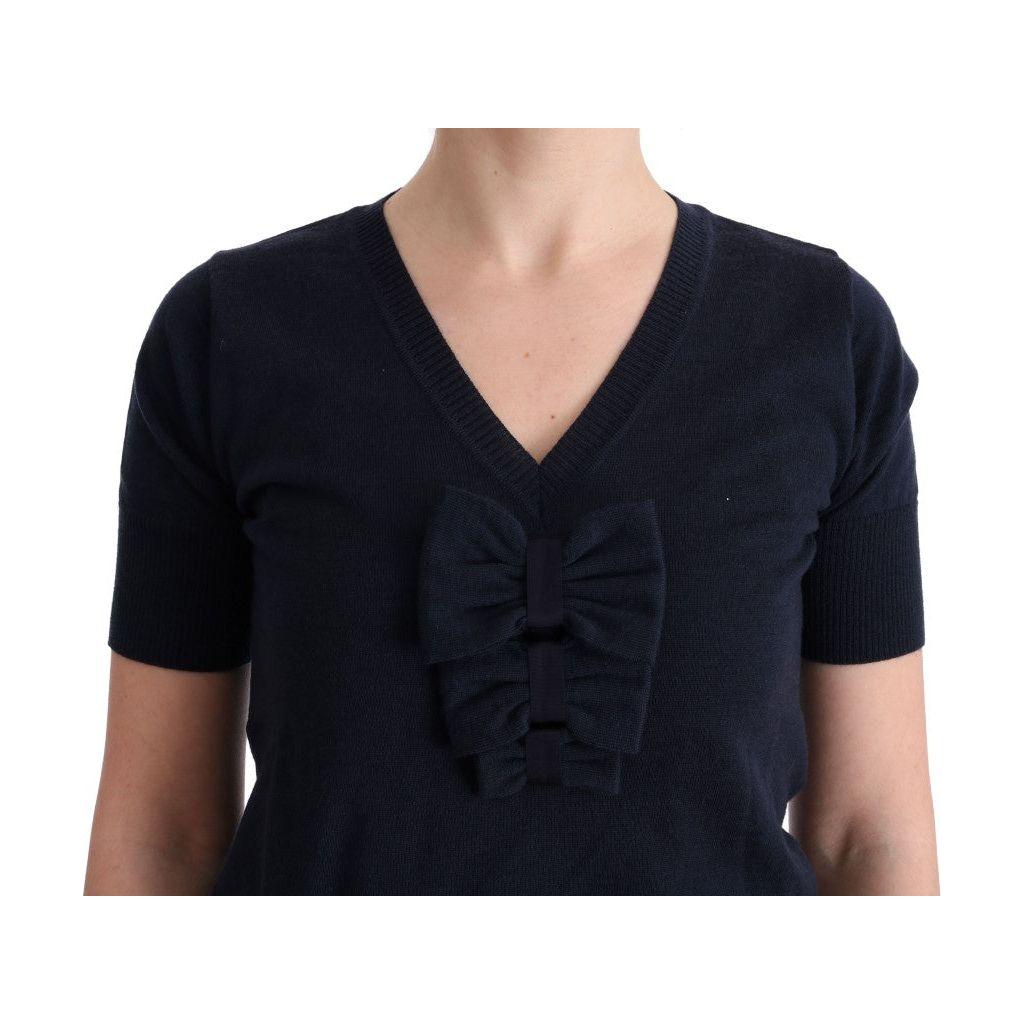 MARGHI LO' Blue 100% Lana Wool Blouse Top SIG30147-2