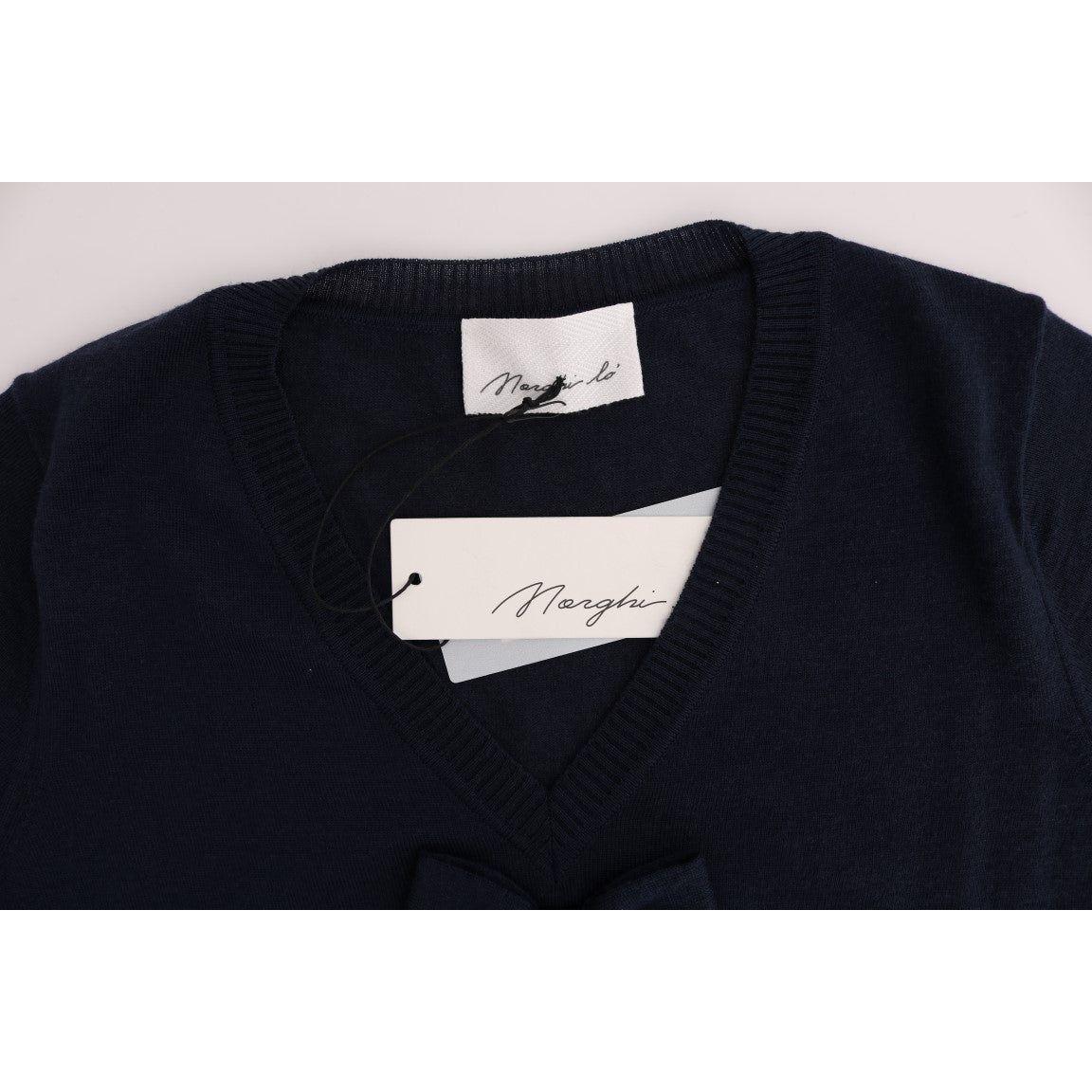 MARGHI LO' Blue 100% Lana Wool Blouse Top SIG30147-2