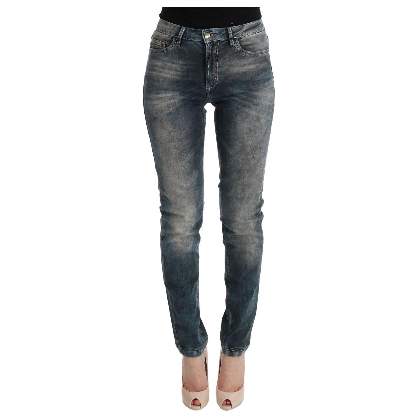 Cavalli Blue Wash Cotton Blend Slim Fit Jeans SIG32424-1