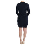 MARGHI LO' Blue Wool Long Sleeve Shift Dress TUI10025-3