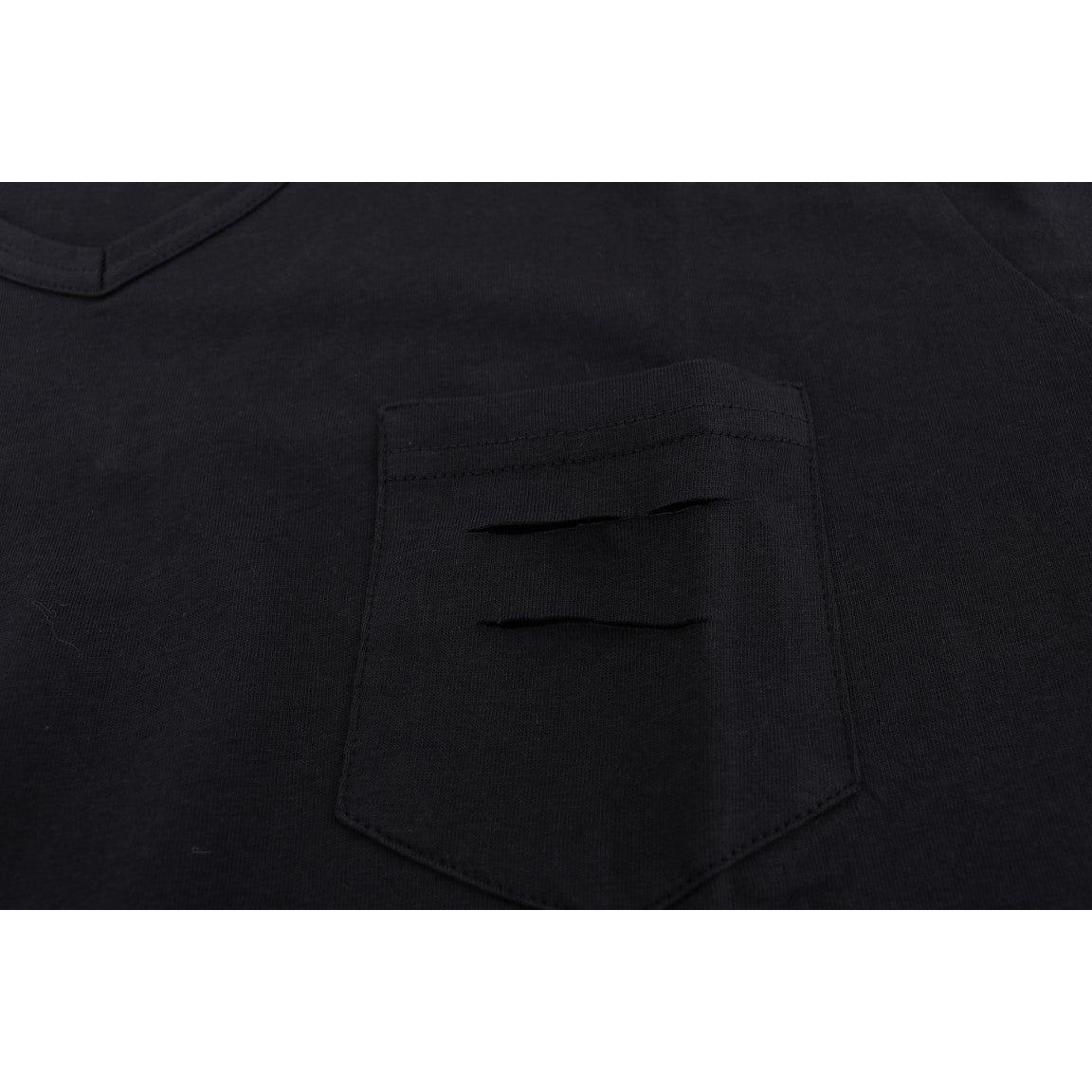 Daniele Alessandrini Blue Cotton V-neck T-Shirt Daniele Alessandrini