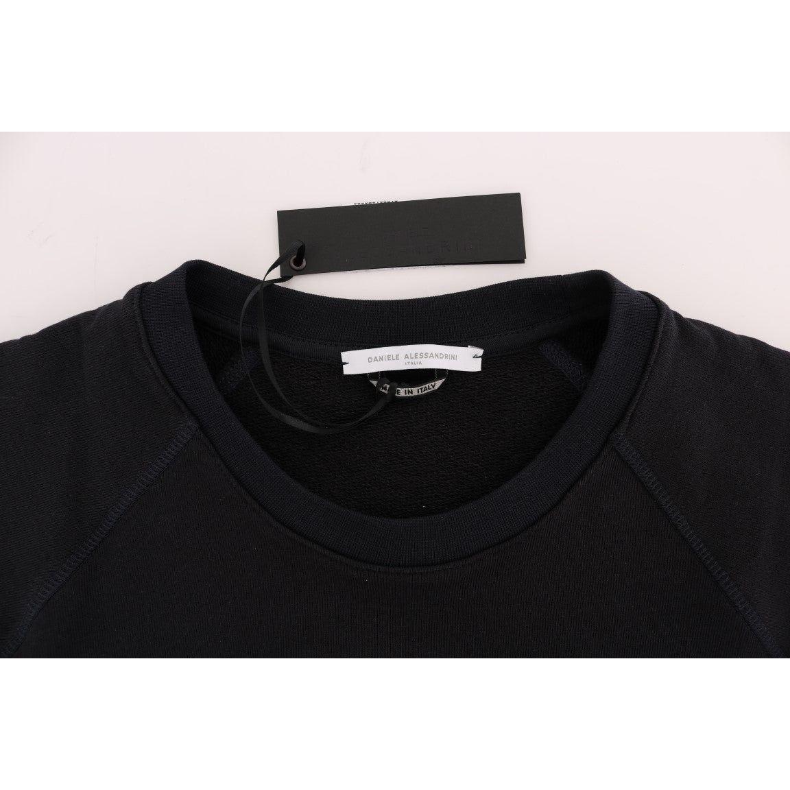 Daniele Alessandrini Blue Crewneck Cotton Sweater Daniele Alessandrini