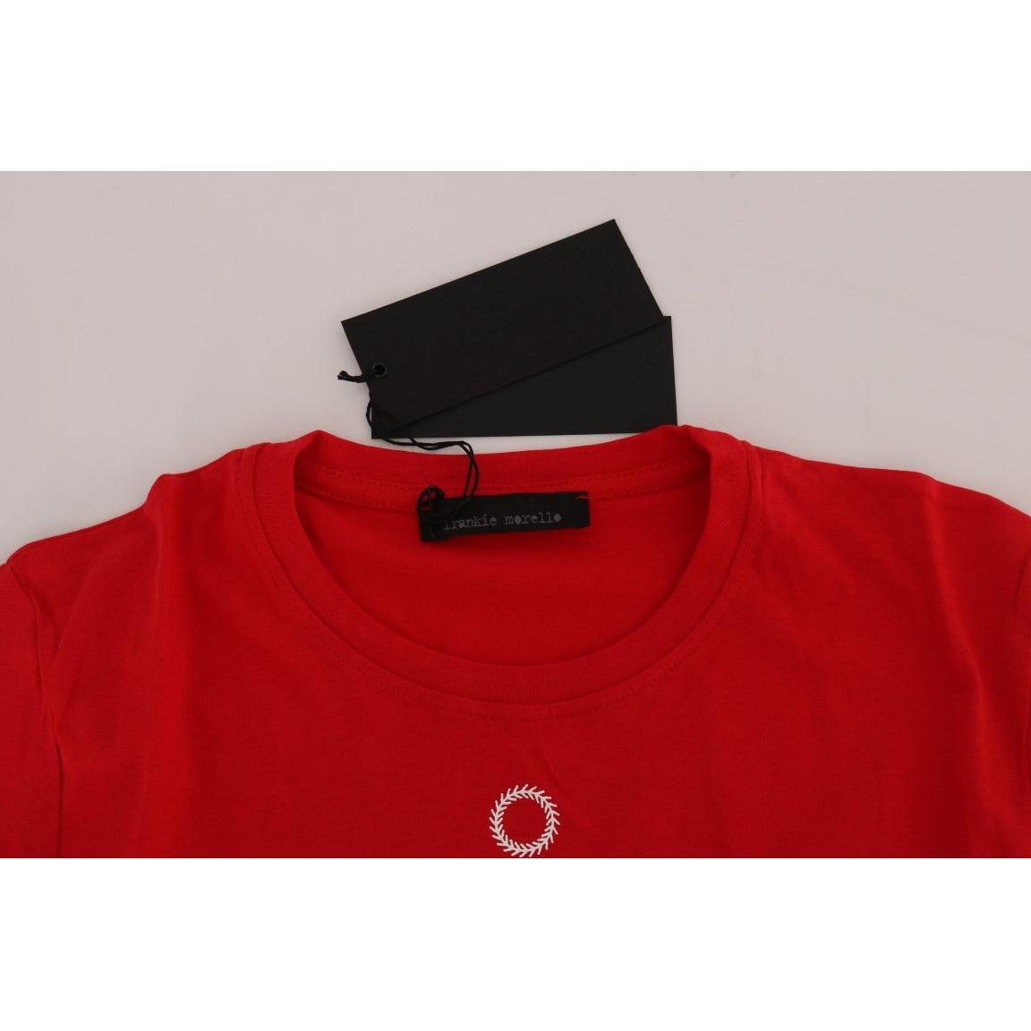 Frankie Morello Red Cotton RIDERS Crewneck T-Shirt Frankie Morello