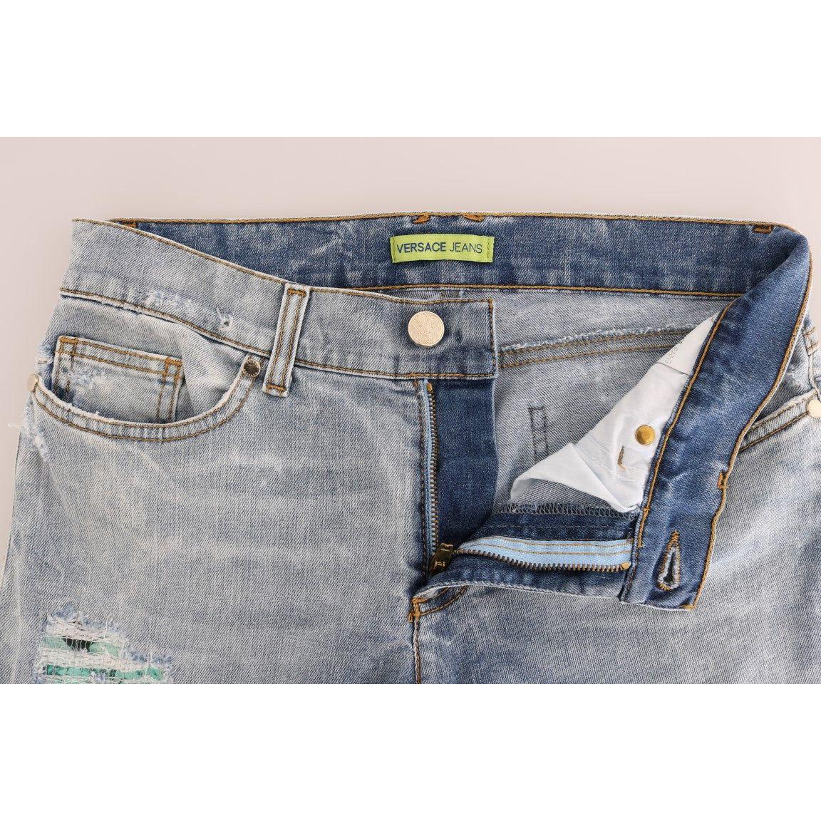 Versace Jeans Blue Wash Torn Stretch Slim Fit Jeans PAN60770-5