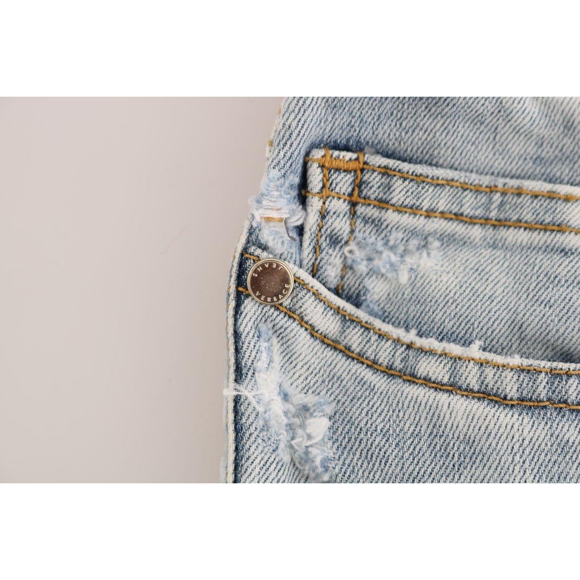 Versace Jeans Blue Wash Torn Stretch Slim Fit Jeans PAN60770-5