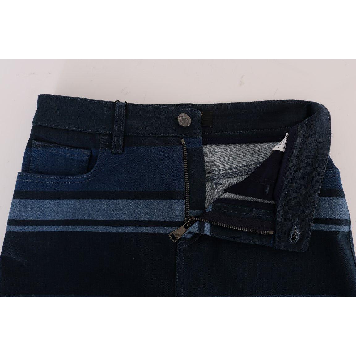 Dolce & Gabbana Blue Short striped Mini Denim Skirt SKI1064-3