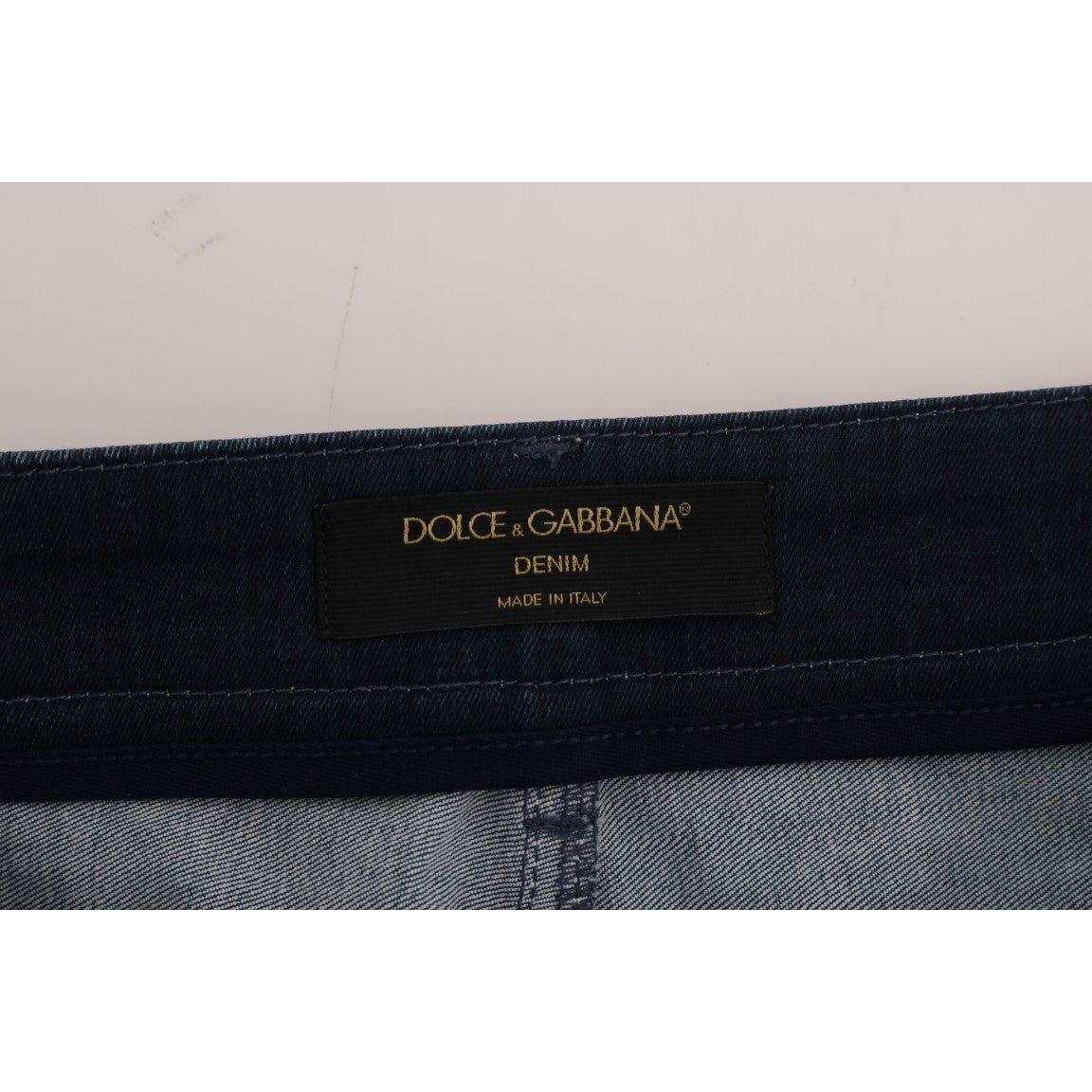 Dolce & Gabbana Blue Short striped Mini Denim Skirt SKI1064-3