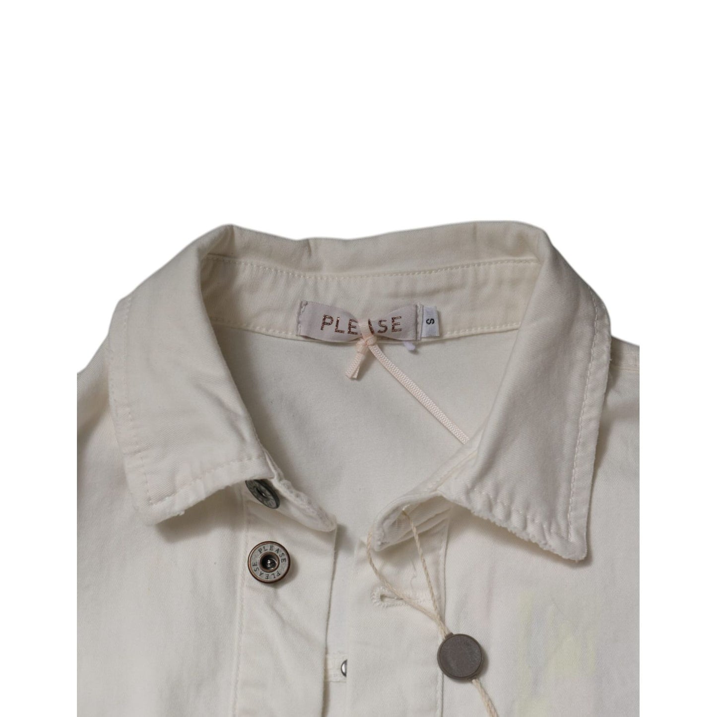 Please White Cotton Short Sleeves Button Down Romper Dress