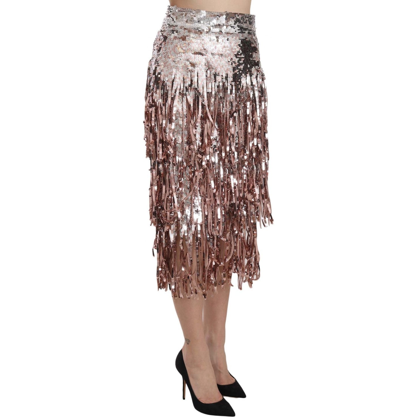 Dolce & Gabbana Sequin Embellished Fringe Midi Pencil Skirt Dolce & Gabbana