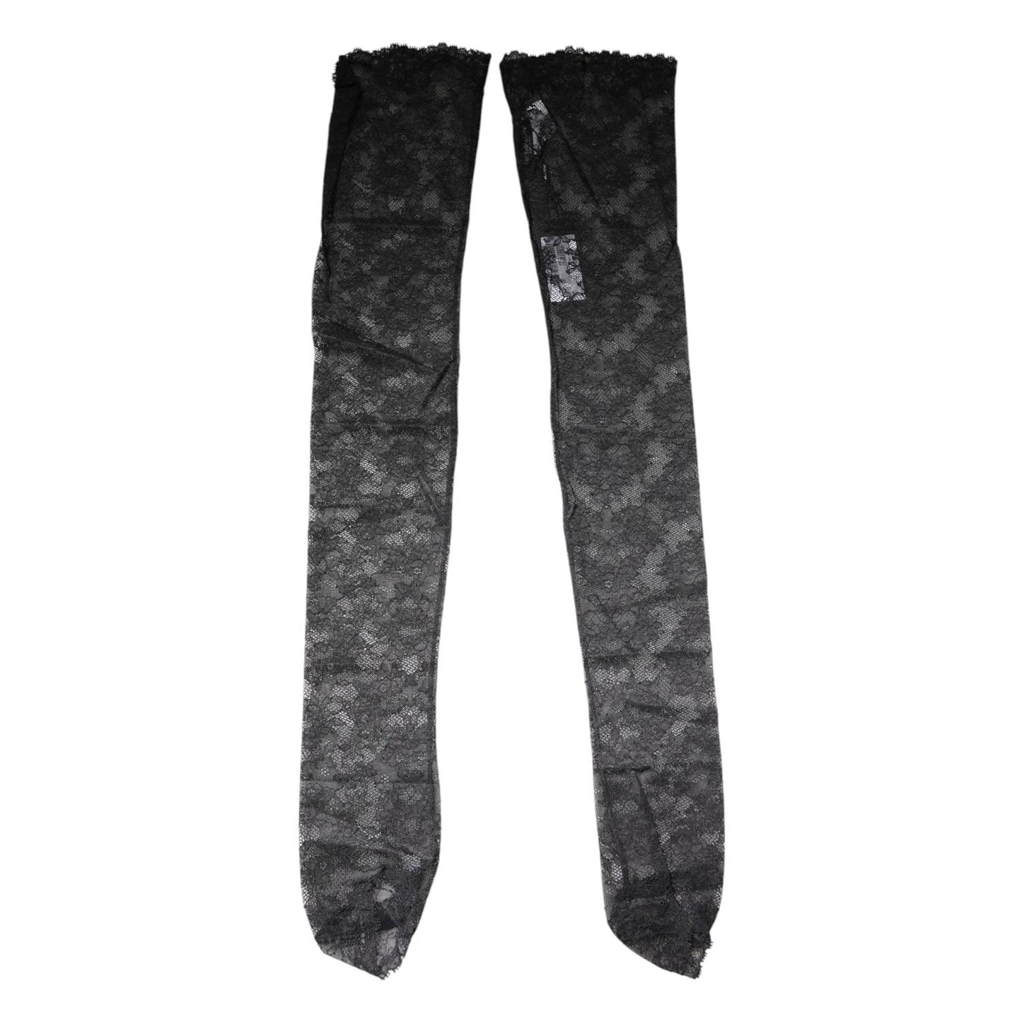 Dolce & Gabbana Black Floral Lace Cotton Stretch Stockings Socks SCS2269-M