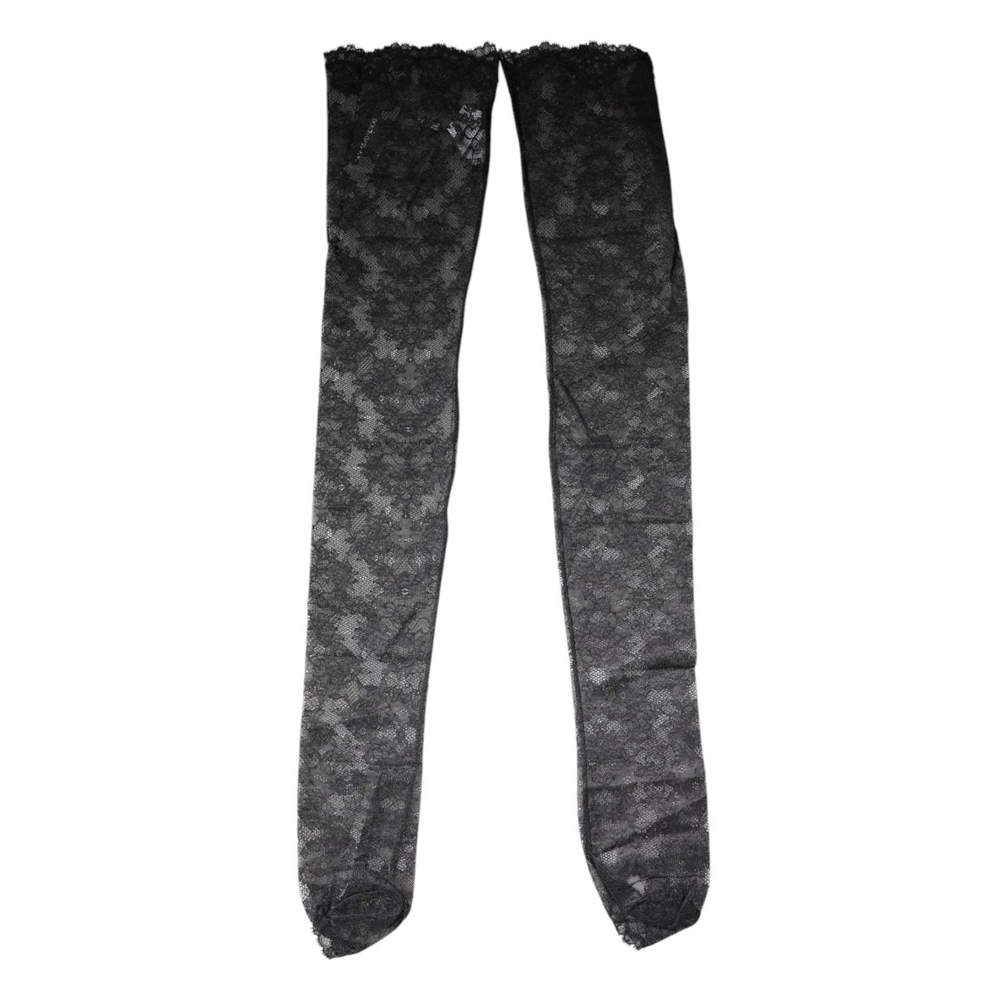 Dolce & Gabbana Black Floral Lace Cotton Stretch Stockings Socks SCS2269-M