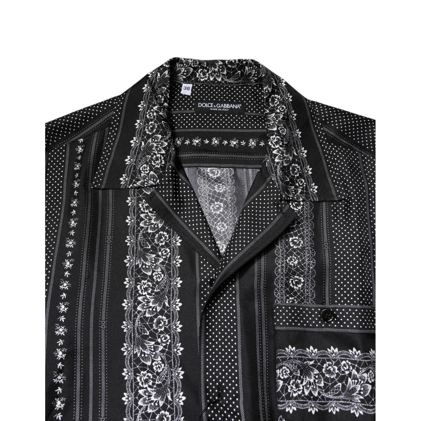 Dolce & Gabbana Black Silk Floral Print Short Sleeves Shirt