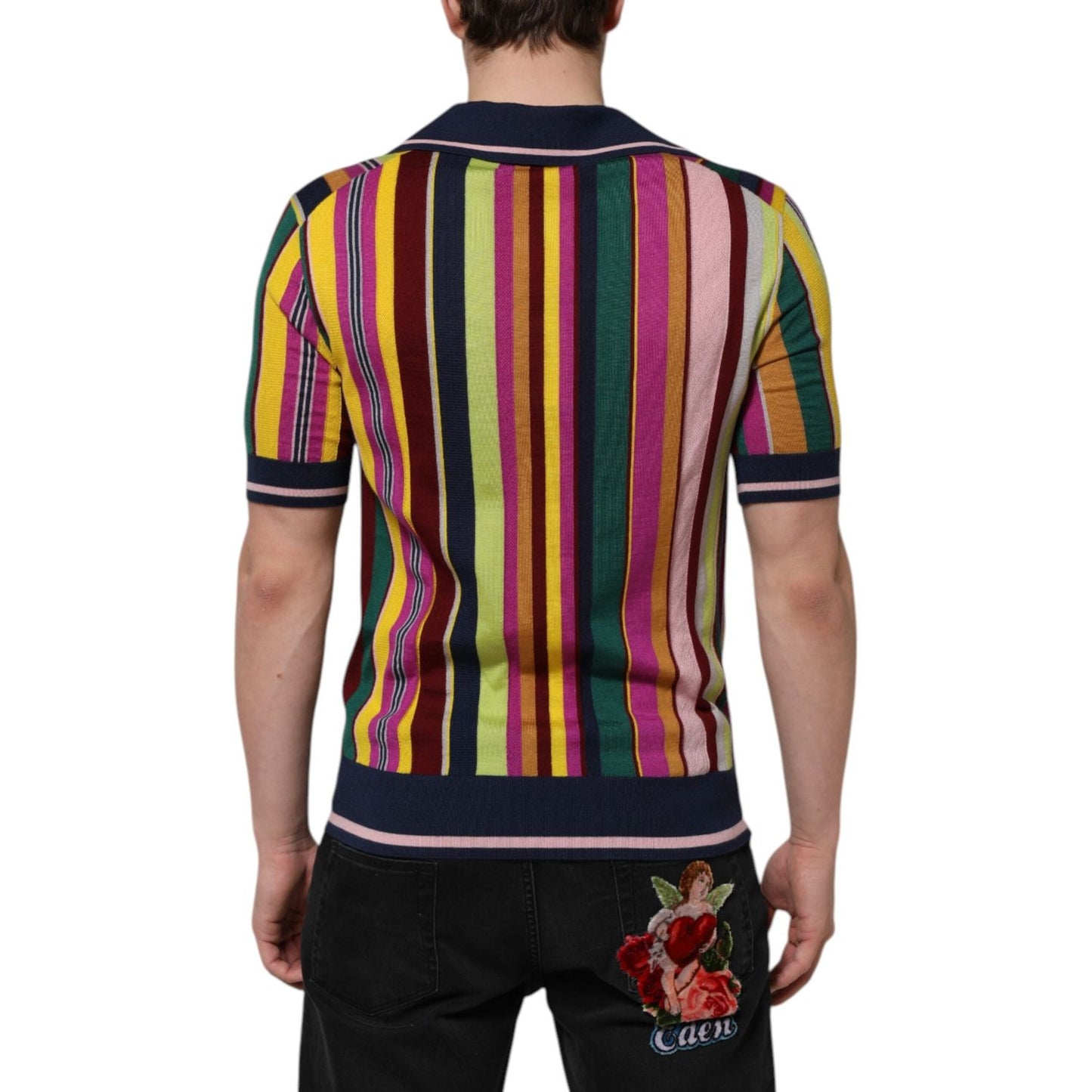 Dolce & Gabbana Multicolor Stripes Collared Men Polo T-shirt