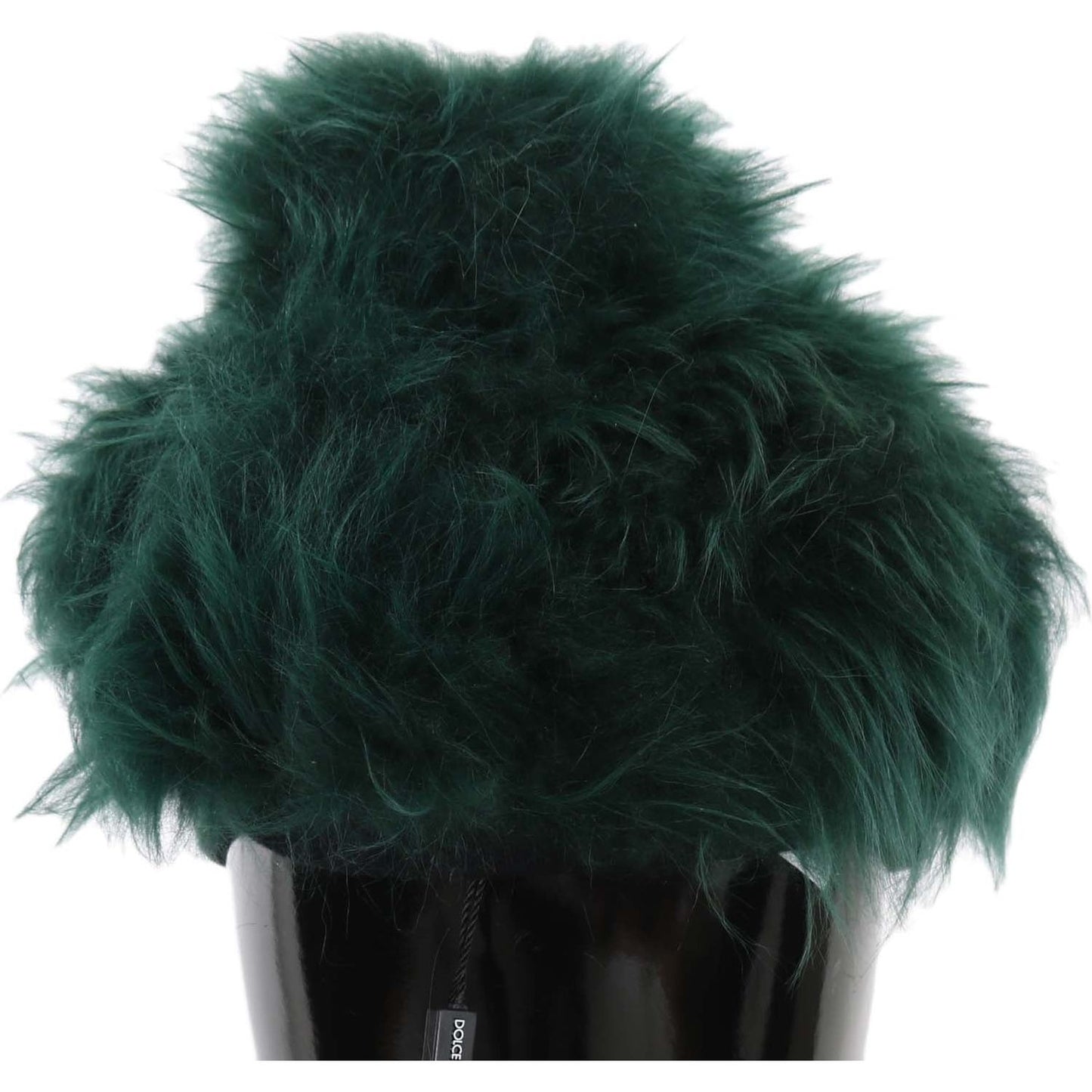 Dolce & Gabbana Green Fur DG Logo Embroidered Cloche Hat Dolce & Gabbana