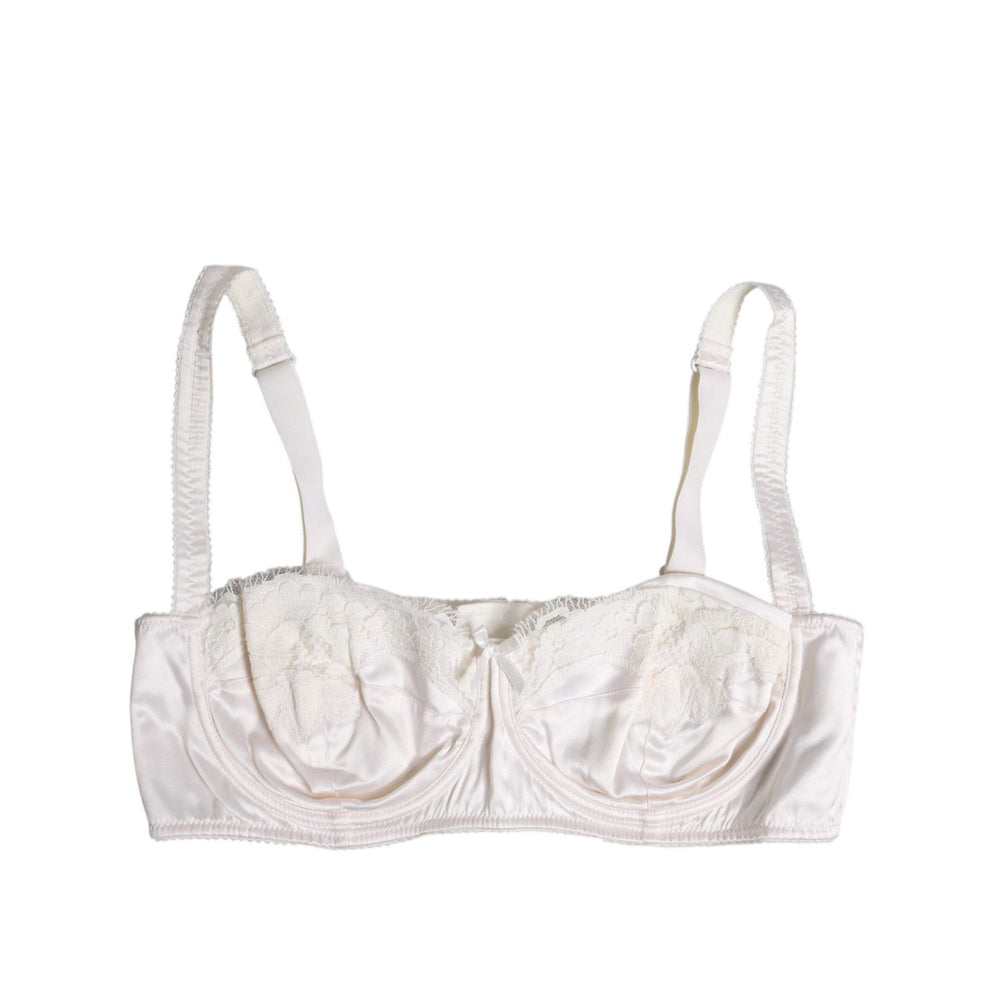 Dolce & Gabbana White Silk Underwired Balconette Bra Underwear BIK1446-4