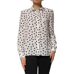 Dolce & Gabbana White Black Dotted Silk Long Sleeves Top TSH90649-48