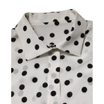 Dolce & Gabbana White Black Dotted Silk Long Sleeves Top TSH90649-48