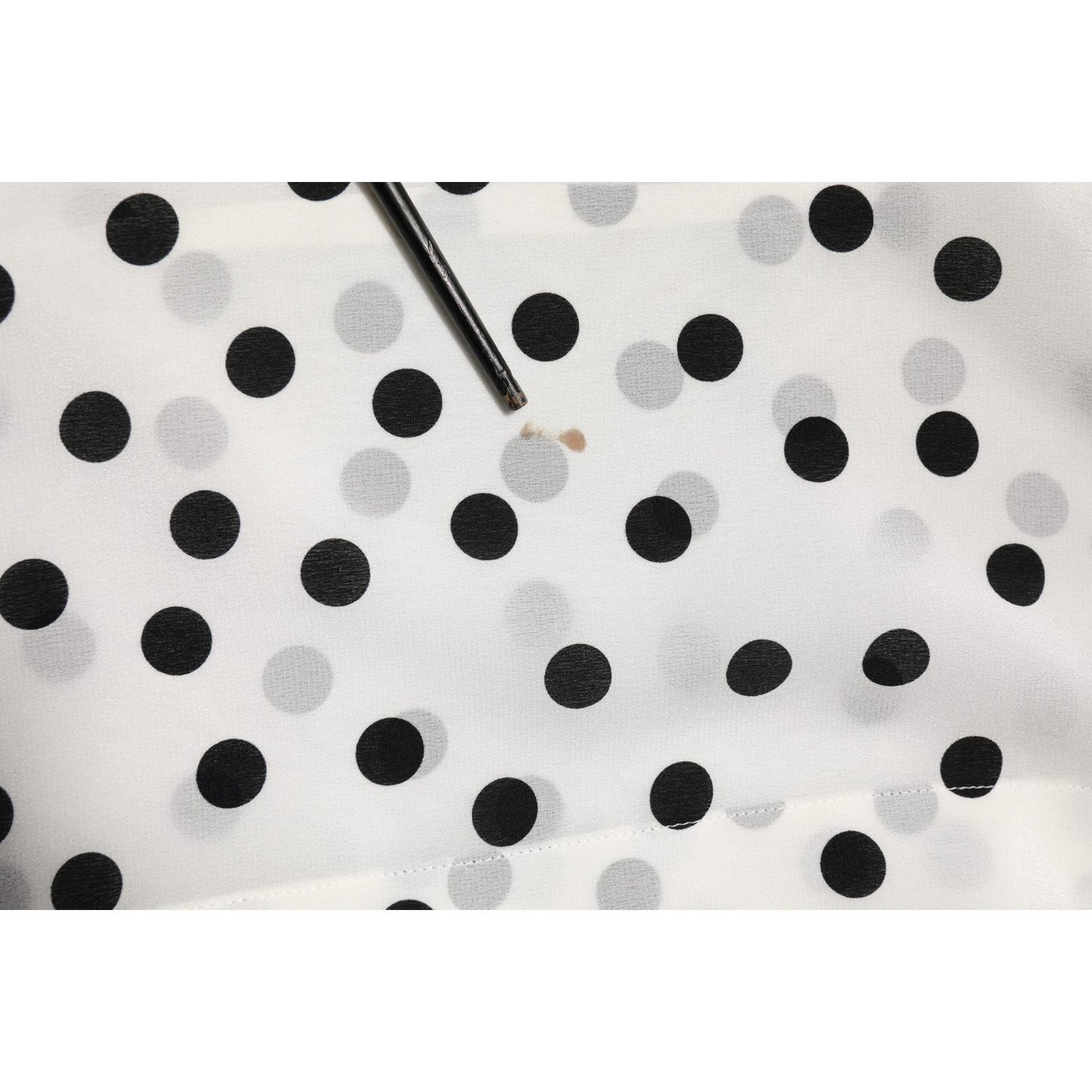 Dolce & Gabbana White Black Dotted Silk Long Sleeves Top TSH90649-48