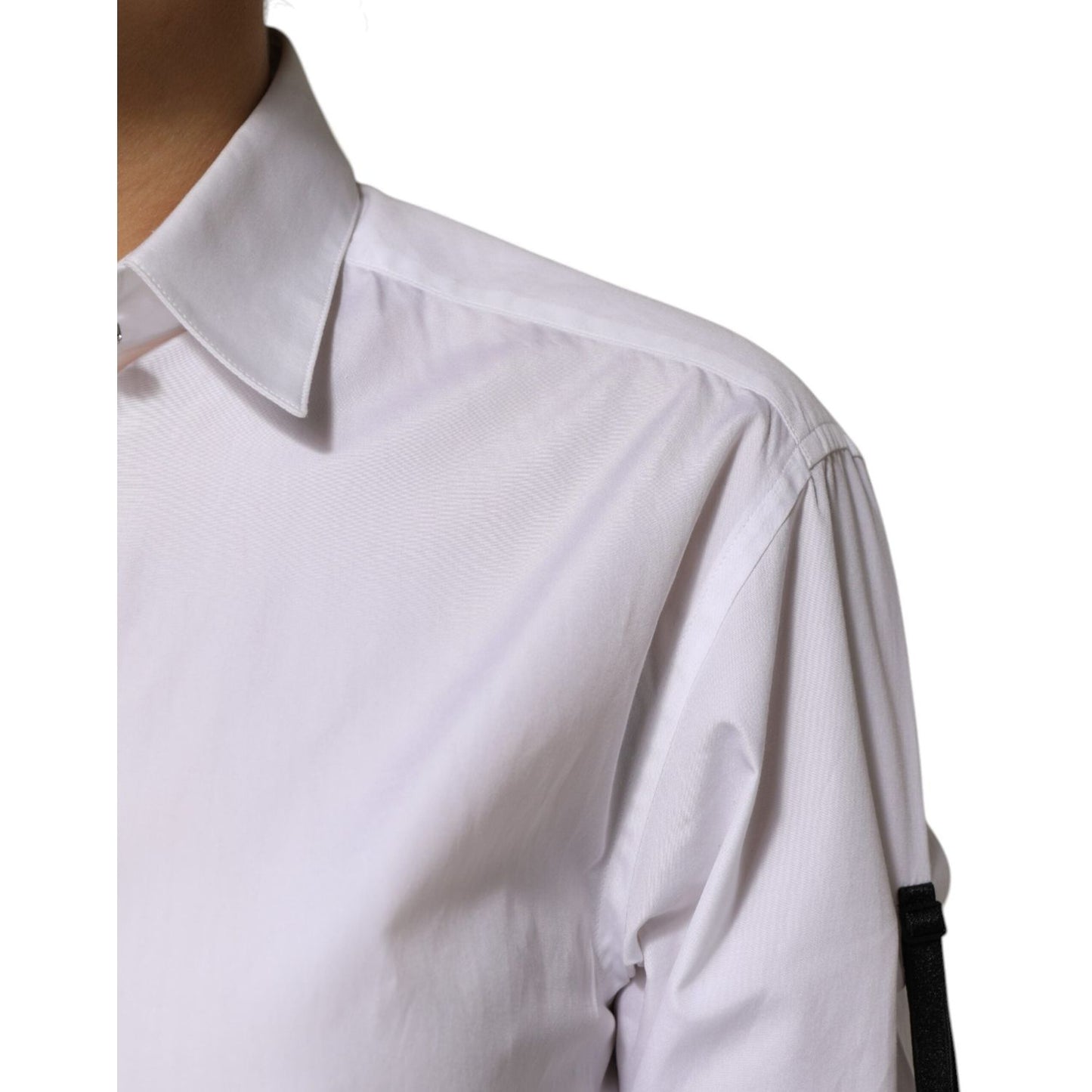 Dolce & Gabbana White Crystal Embellished Collared Shirt Top TSH90652-38
