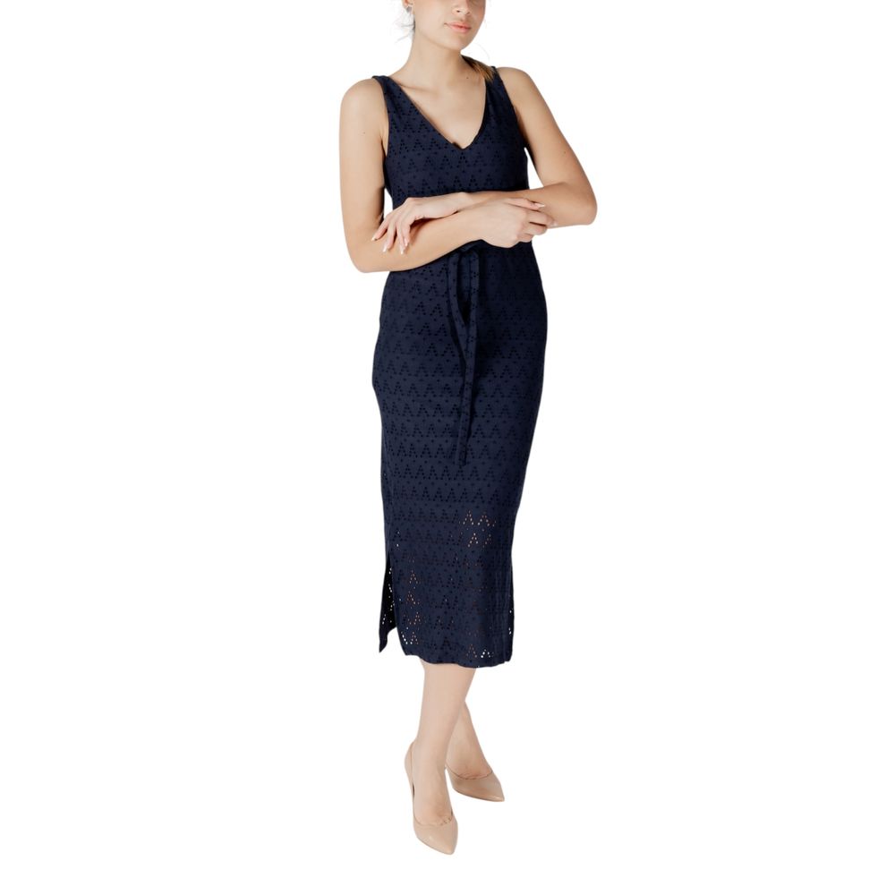 Vila Clothes Blue Recycled Polyester Midi Dress