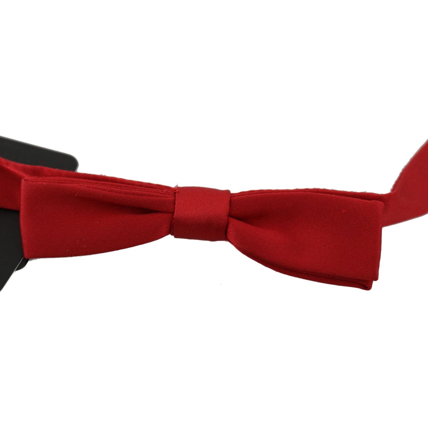 Dolce & Gabbana red silk bow tie displayed on a white background with adjustable neck strap.