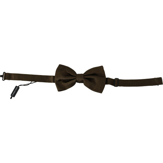 Dolce & Gabbana Brown Polka Dots Silk Adjustable Neck Papillon Men Bow Tie Dolce & Gabbana