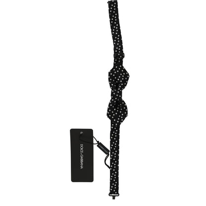 Dolce & Gabbana Black Polka Dots Silk Adjustable Neck Papillon Men Bow Tie