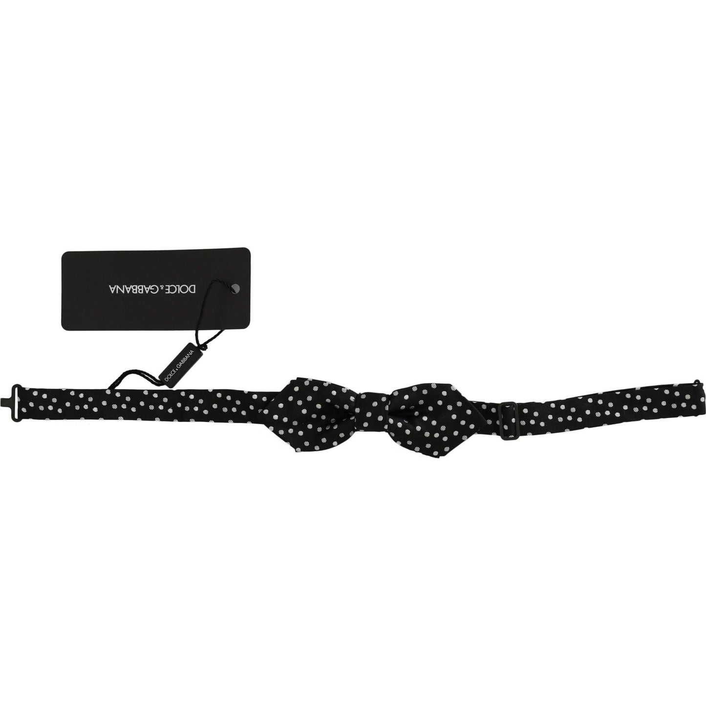 Dolce & Gabbana Black Polka Dots Silk Adjustable Neck Papillon Men Bow Tie